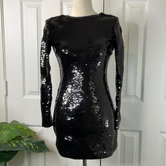 Frame Women’s Open-back Sequin Knit Mini Dress Size XS - Picture 12 of 15